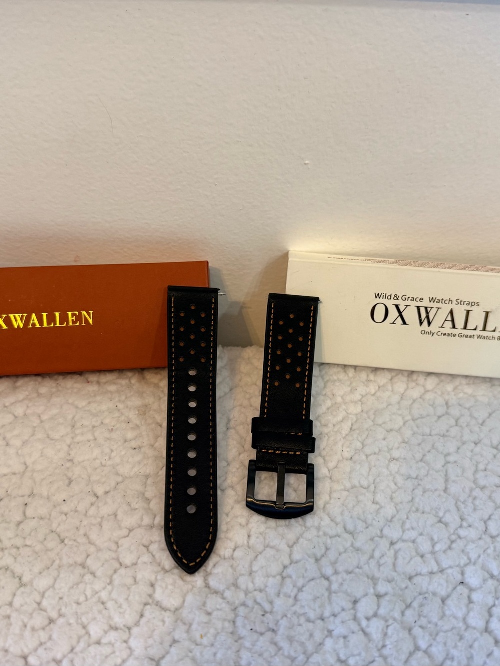💫10/$25 • Black Perforated Watch Strap with Contrast Stitching
